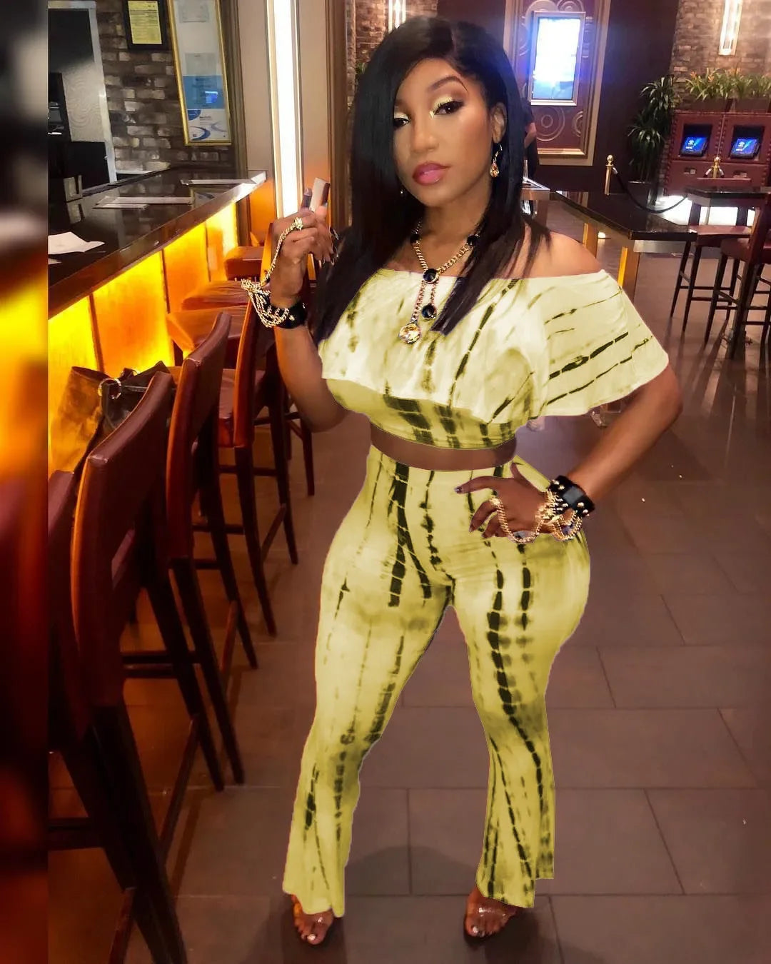 Sexy Bodycon 2 Piece Crop Top & Pants Set