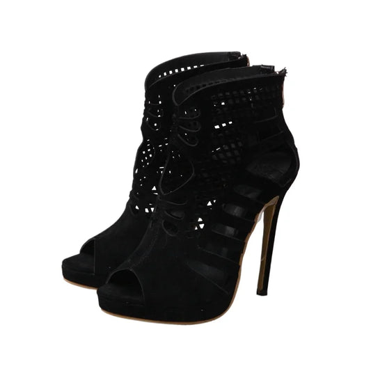 Peep Toe High Heel Boots