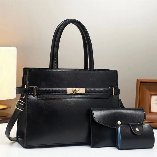 ‌2025 Premium 3-Piece Tote Set - Luxe Structured Handbags, Minimalist Women's Office Purse Collection, Trendy Work Essentials