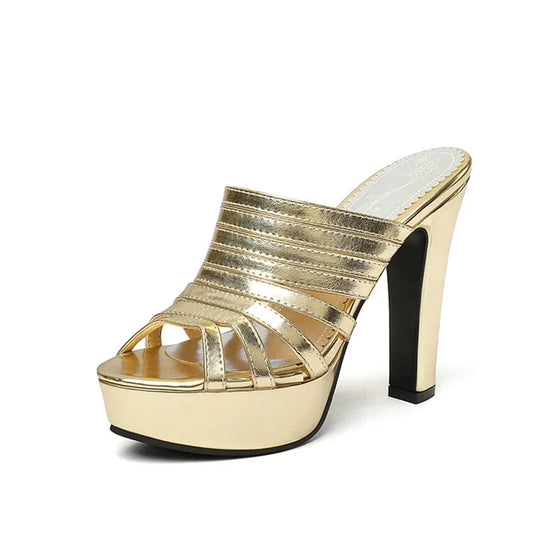 Sandalias De Mujer Women Sandals Open Toe Gold High Heels Outdoor Slippers Party Platform Sandals Pumps Plus Size 49 50 33-47