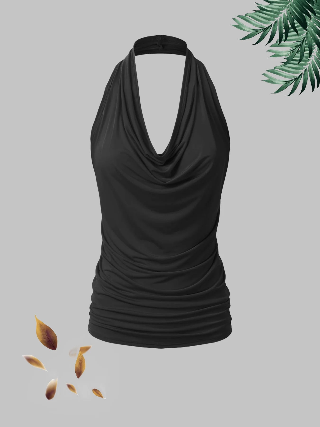 New fashion women's casual solid color neck strap plus size vest three-piece set