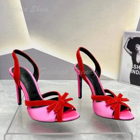 Rose Bow Slingback High Heels