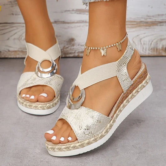Comfort Casual Med Heels Sandals