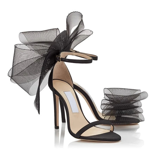 Woman Sandals Big Butterfly-Knot Summer 2024 High Heels Pumps Pointed Designer Mary Janes Sexy Stiletto Wedding Wind Solid Shoes