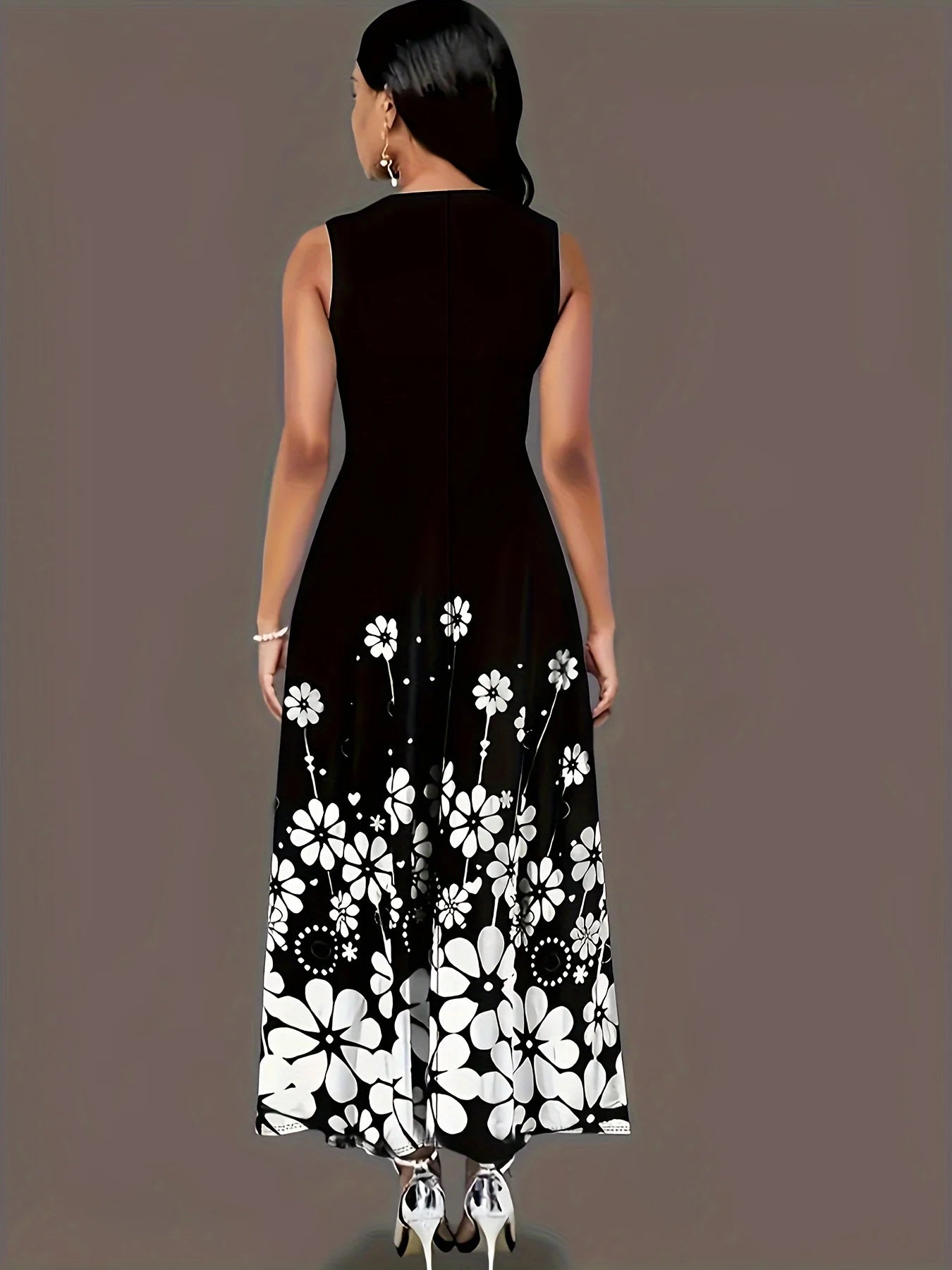 Plus size Summer New European and American Fashion Sleeveless Printed Temperament Dress