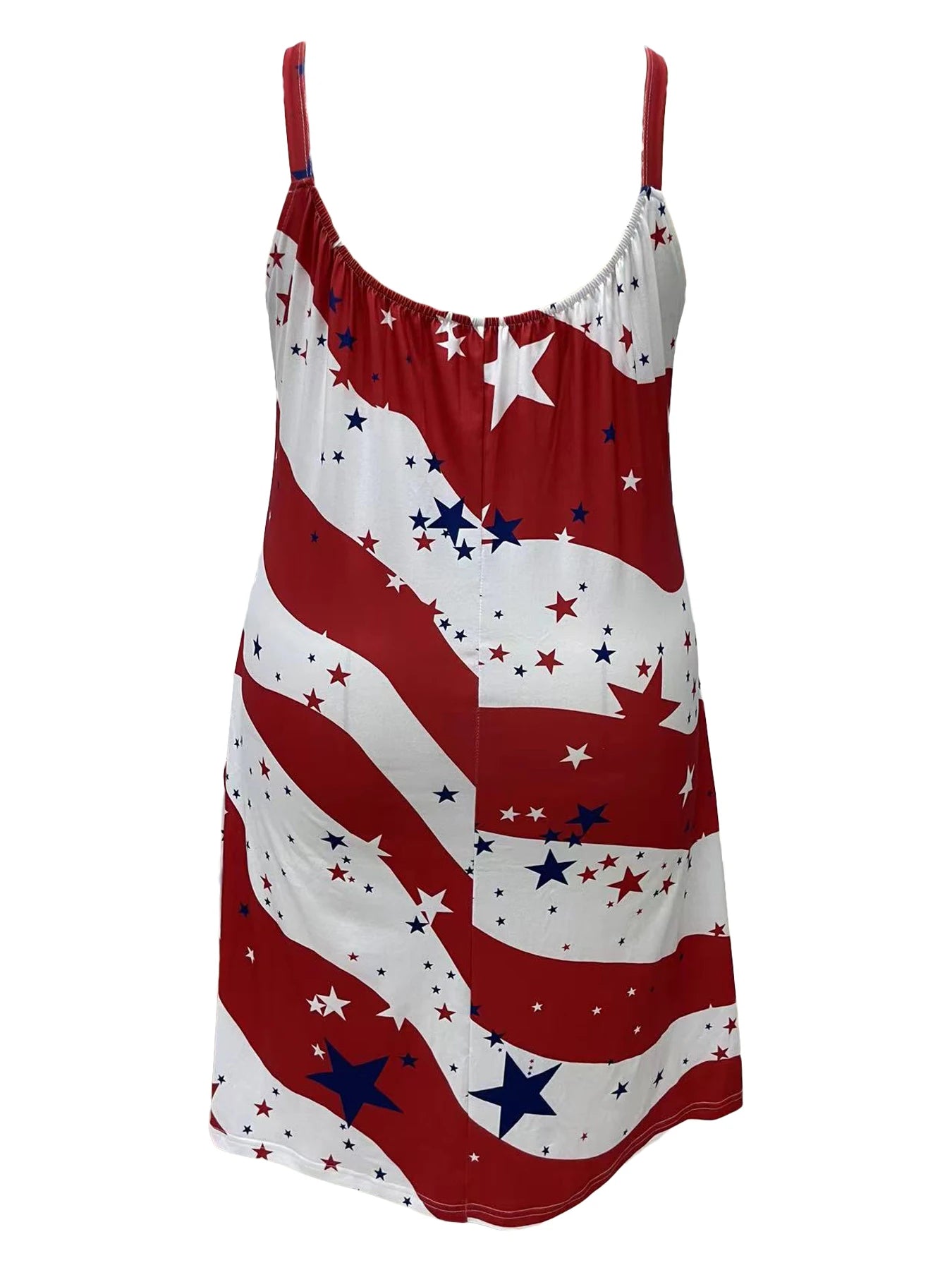 Plus Size Star Print Slip Dress Casual Sleeveless Crew Neck Dress For Spring & SummerWomen's Plus Size Clothing