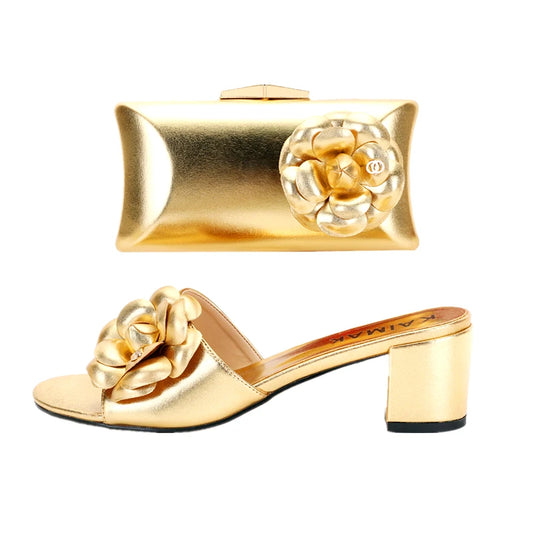 2025 Luxury Women's Shoe Bag Package Handbag Wedding Party Banquet Shoe Bag High Heels African Gold Silver Large Size Slippers