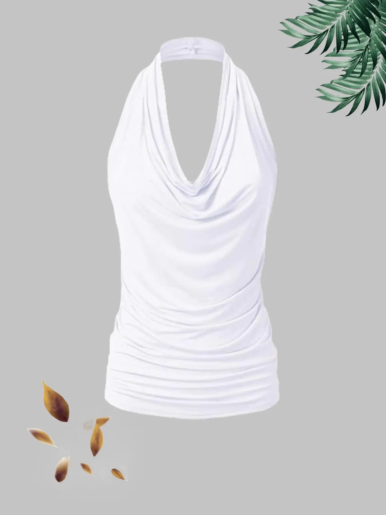 New fashion women's casual solid color neck strap plus size vest three-piece set