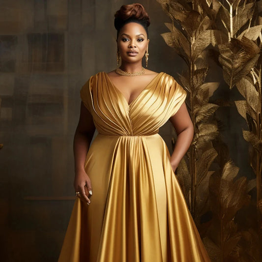 Luxury High Waist A-Line Maxi Dress