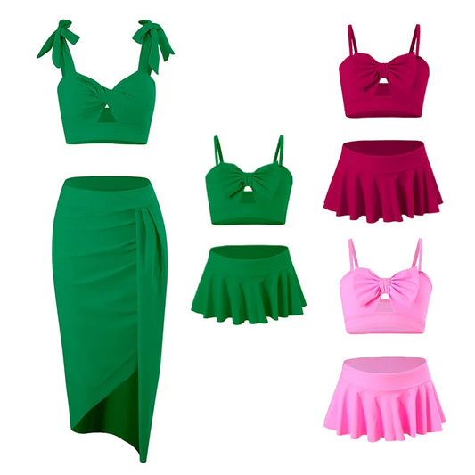 New Family Swimsuits Mother and Daught Bikini Set Three-piece Skirt-type Parent-child Women's Bikini Swimwear