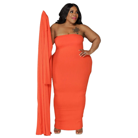 2 Piece Cardigan + Strapless Bodycon Dress Set