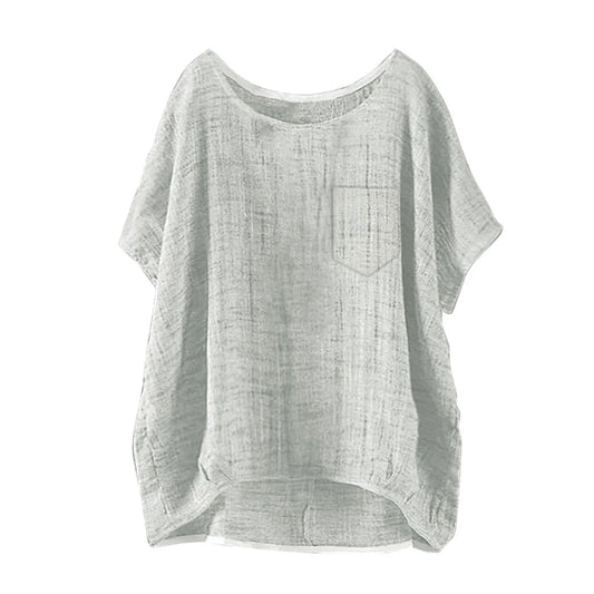 S-5XL Blouse Patchwork Women's Short Sleeve T-Shirt Casual Fashion Summer Tops Loose Pullover Oversize Pocket Shirts Female